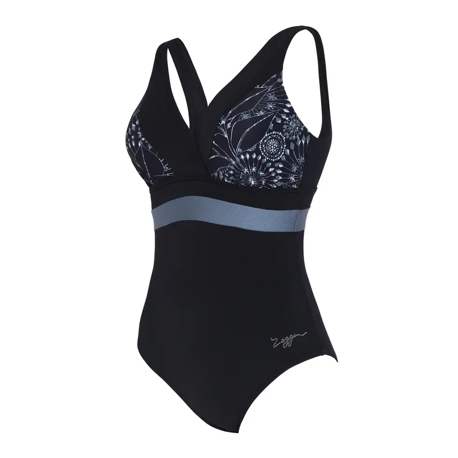Stellar Square Back Badedrakt EU34 Zoggs | Svart/Flerfarget | Ecolast+ 