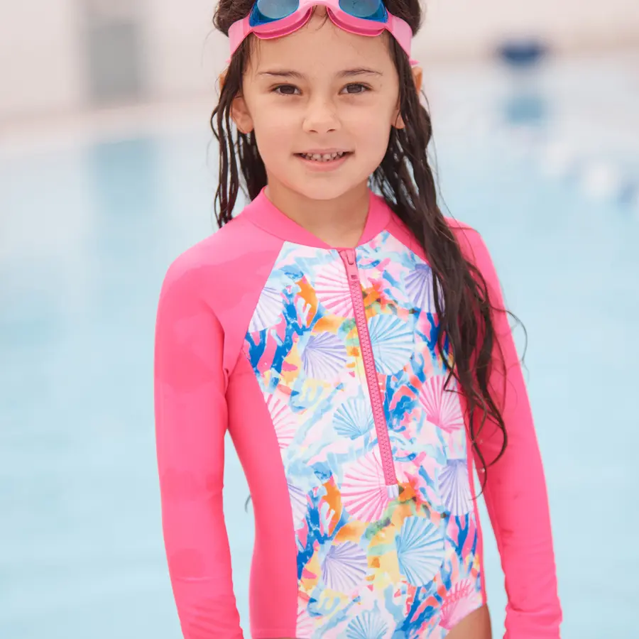 Crazy Clams Paddle Suit Badedrakt 92cm Zoggs | Rosa/Flerfarget | Ecolast 