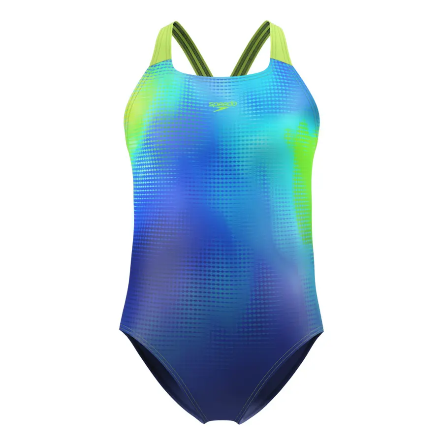 Speedo | Print Powerback Uimapuku jr 140 Sininen/Vihreä | Endurance+ 