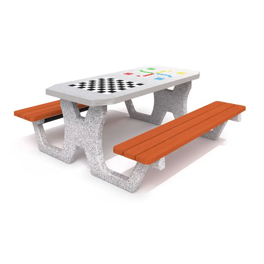Concrete chess + chinese table Betonowy stól do gry w szachy+chinczyka 