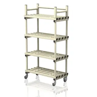 Single section mobile shelf w/ top rack Beige 100 x 50 x 184 cm