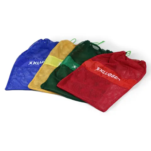 Meshed bag 60x40 cm set of 4 blue, green, yellow and red