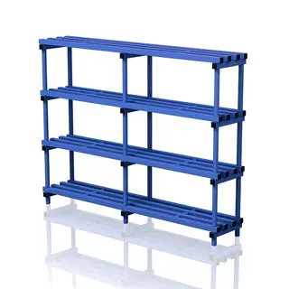 Double section free standing shelves.