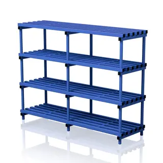 Double section free standing shelves.