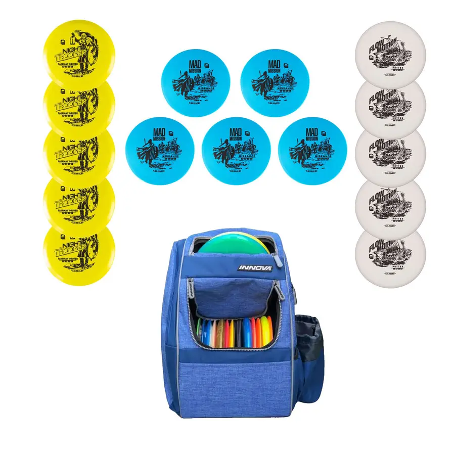 Discgolf Basic -koulusetti Putteri | Midrange | Driveri | Reppu 