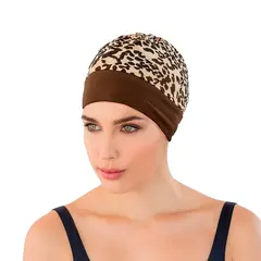 Fashy Fabric Swim Cap Brown / Cheetah