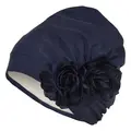 Fabric Swim Cap With Flowers Navy